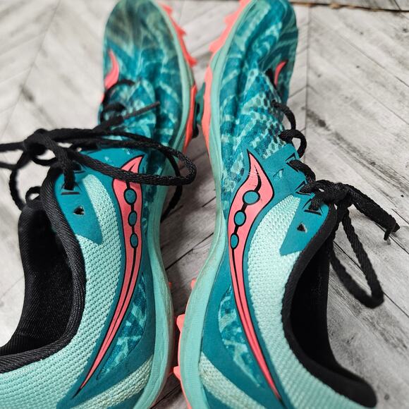 Saucony Womens 6.5 Racing Havok XC Running Track Shoes Teal Spikes S19029-1 - Picture 4 of 8